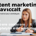 Avvocato che pianifica strategie di content marketing legale su computer in studio
